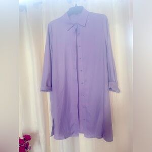 Lavender Button Up Shirt Dress, Size Medium